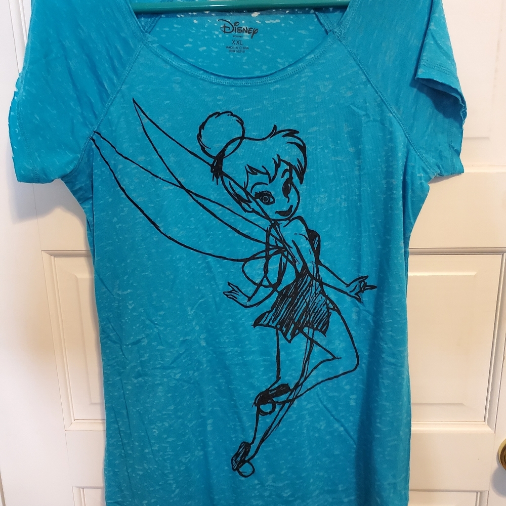Tinkerbell aqua blue fitted graphic t shirt. Juniors xxl